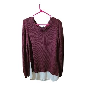 GNW Burgundy Sweater with White Hem